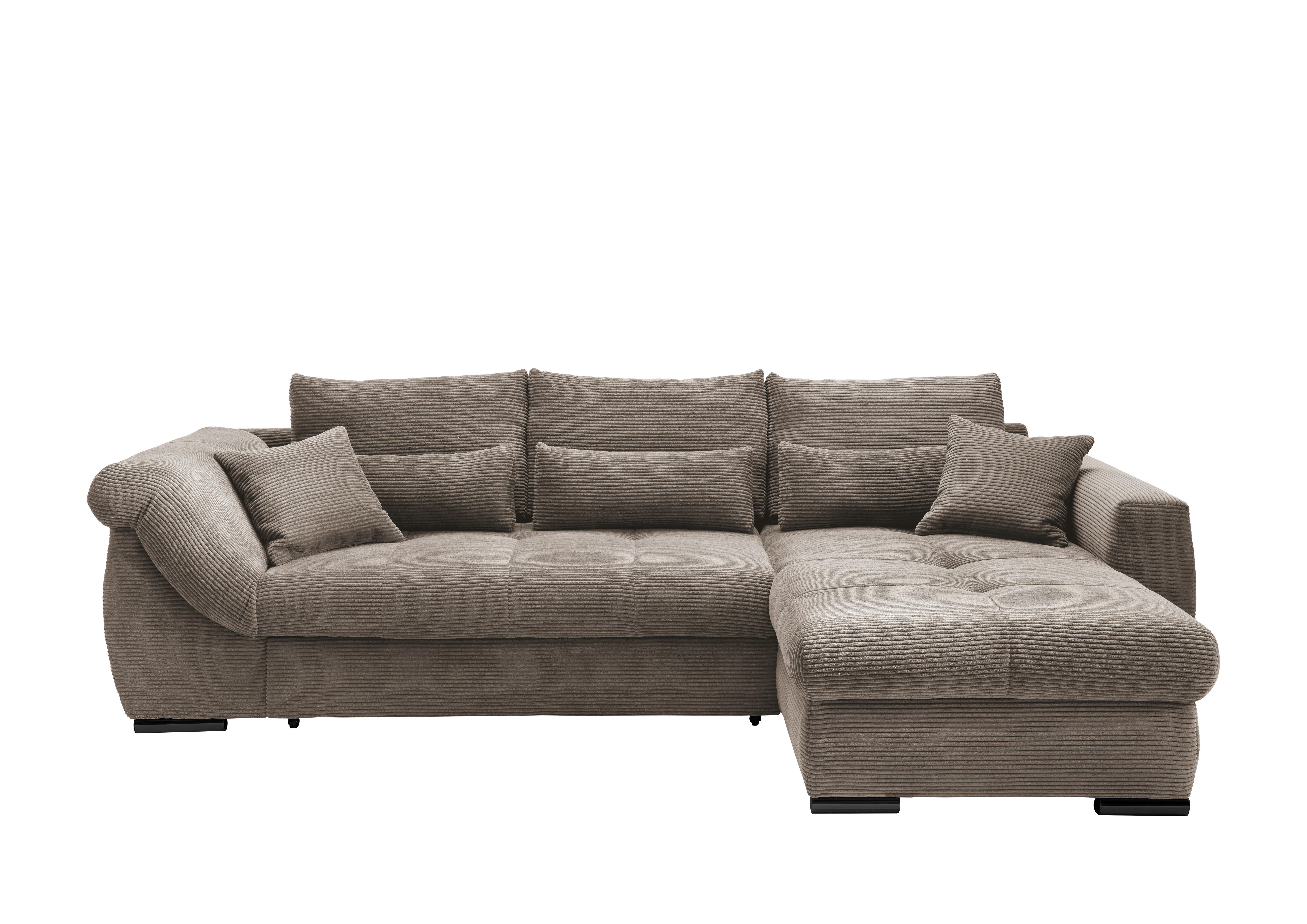 Wohnlandschaft Frederico Graubraun Cord - Graubraun/Schwarz, MODERN, Textil/Metall (302/188cm) - MID.YOU