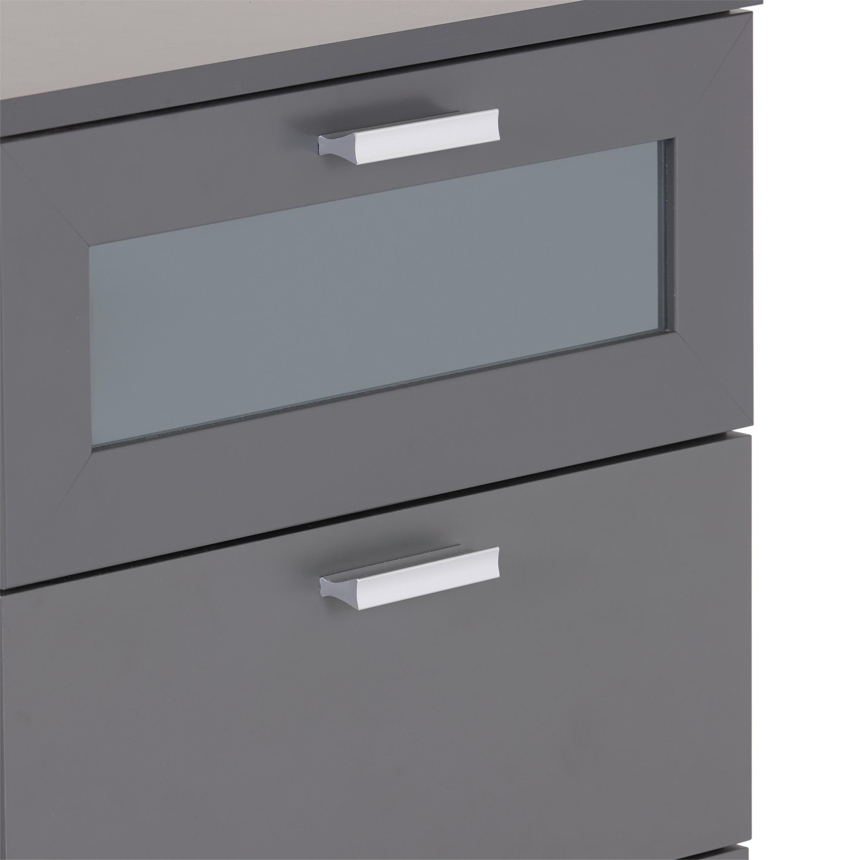 SÄNGBORD XENO - grafitfärgad/silver, Klassisk, trämaterial/glas (45/60/40cm) - Mömax
