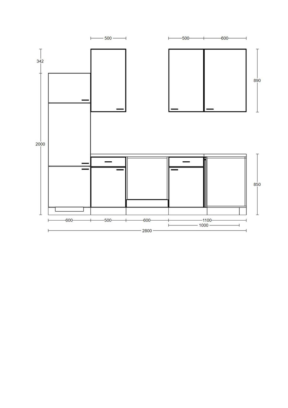 Kuhinjski Blok Brez Aparatov Wito, Bela - barve nerjavečega jekla/bela, Konvencionalno, umetna masa/leseni material (280/170cm) - FlexWell