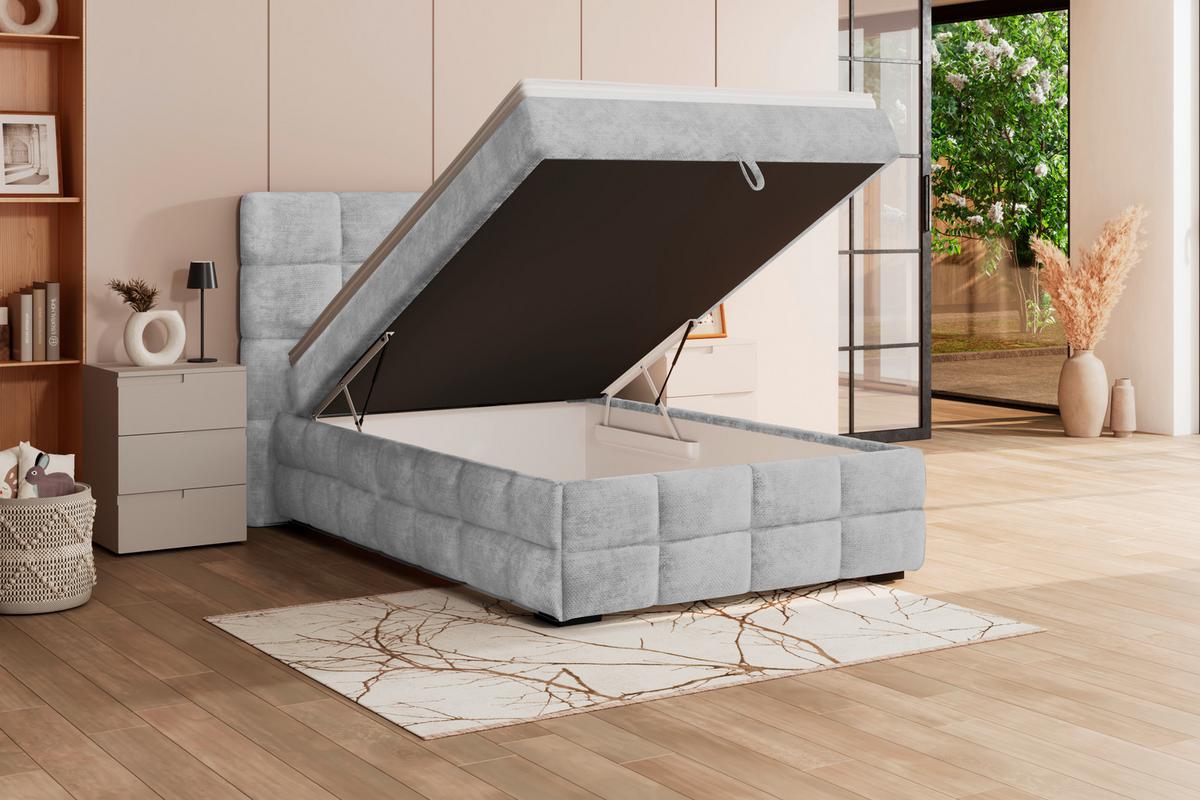 PAT BOX VEGA - gri deschis/alb, Trend, lemn/textil (120/200cm) - Modern Living