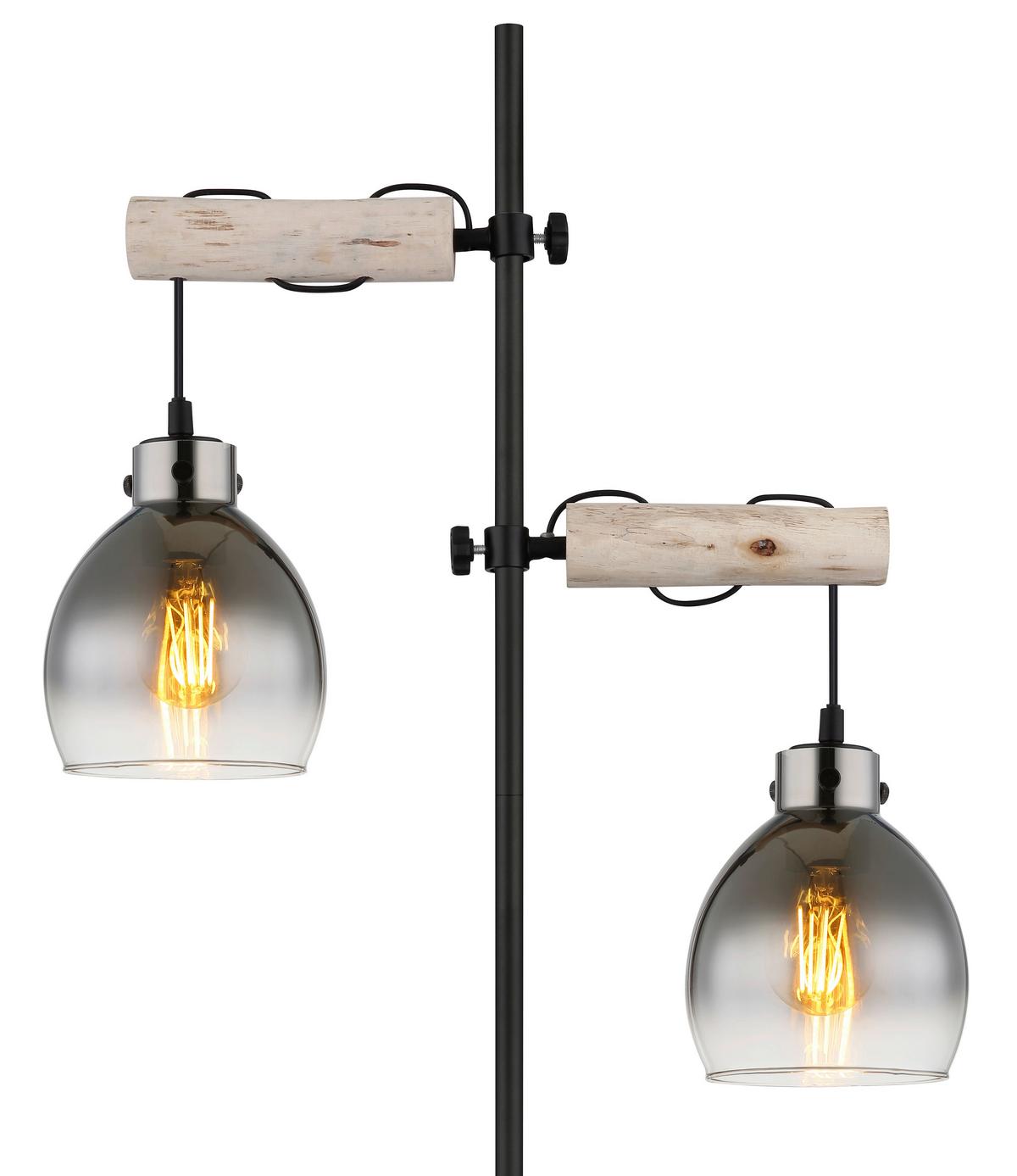 STEHLEUCHTE 15628-2S - Schwarz/Naturfarben, Natur, Glas/Holz (48/25/168cm) - Globo