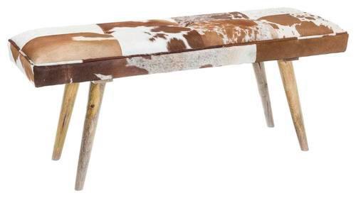 Sitzbank "WL5.103", weiss/braun - Braun/Weiß, Natur, Holz/Fell (120/52/40cm) - MID.YOU