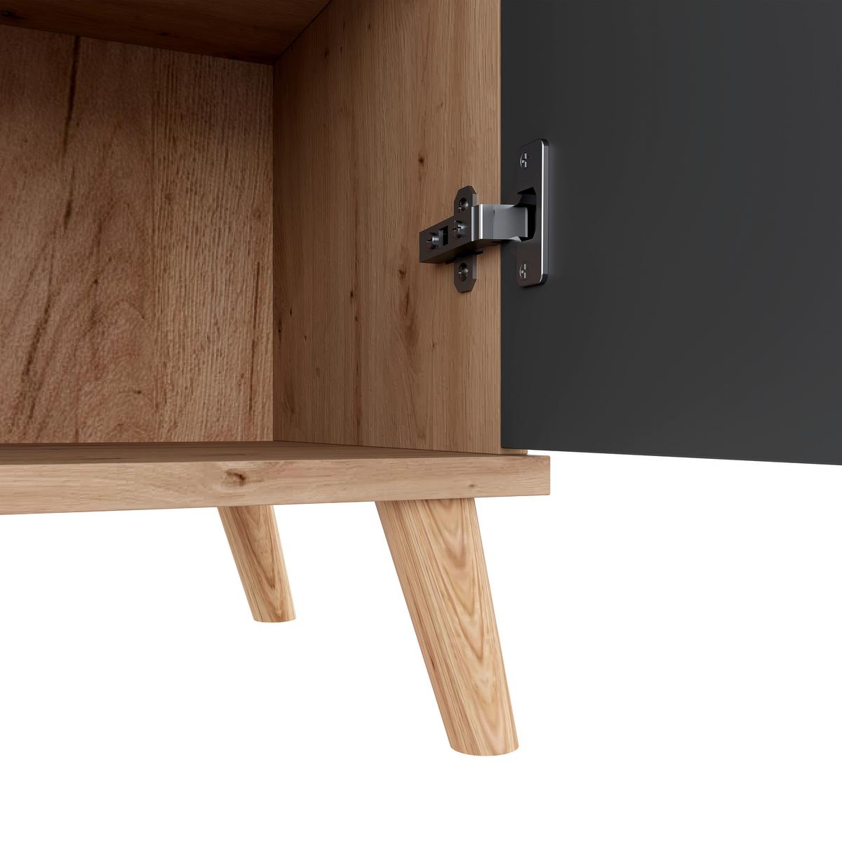 PRZEDPOKÓJ NORDIC - kolor grafitowy/dąb artisan, Design, materiał drewnopochodny/szkło (100/202/40cm) - home24