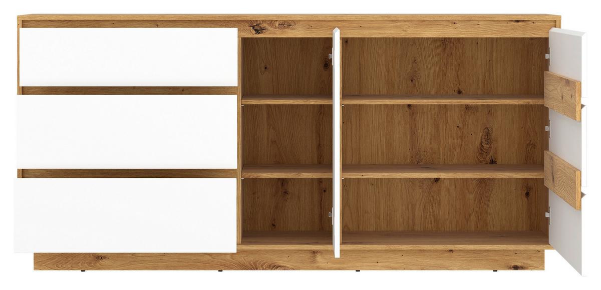 Comodă cu uși FOGGIA - alb/stejar Artisan, Trend, material pe bază de lemn (188,4/89,5/40cm) - Modern Living