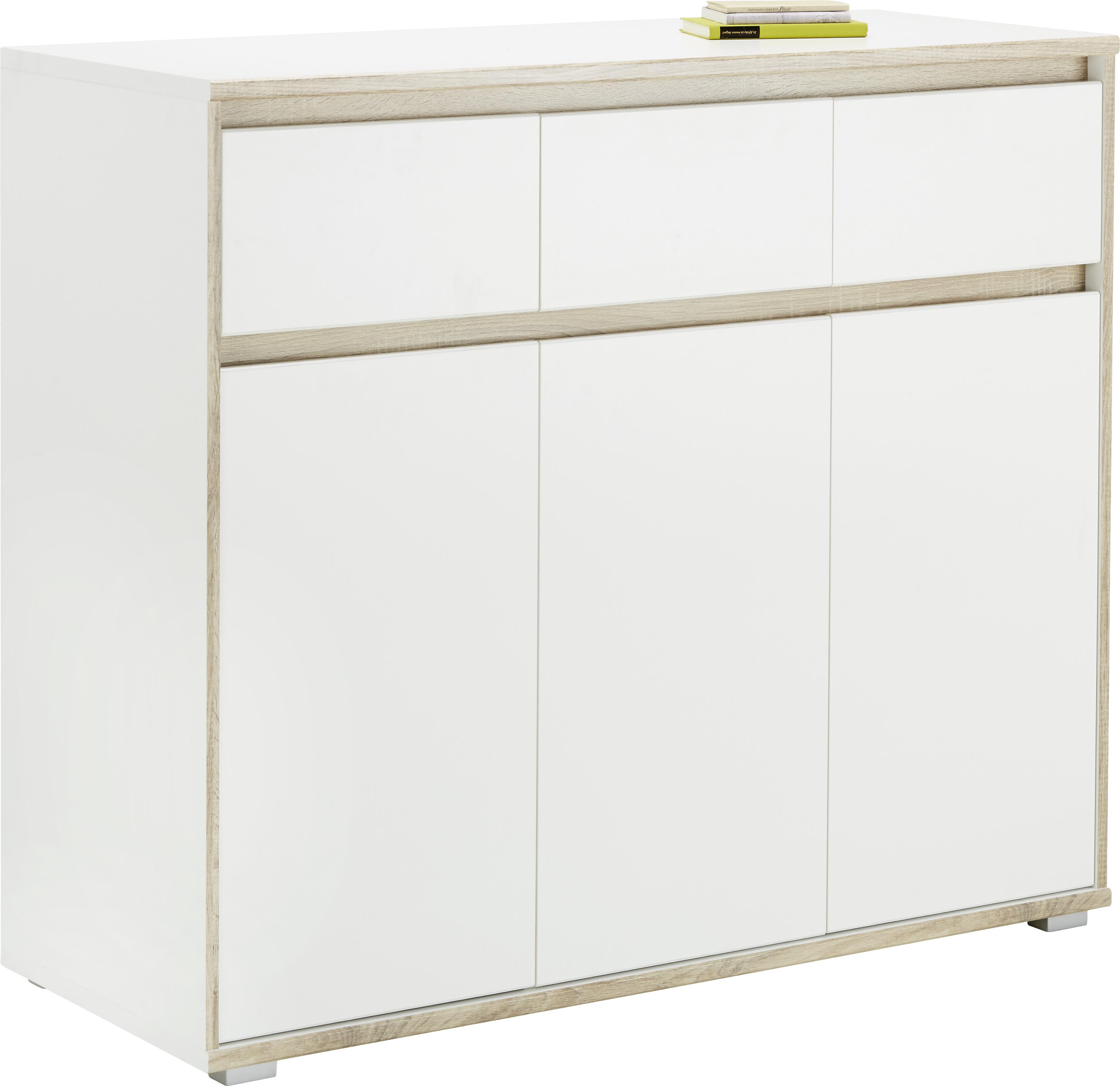 Comodă Pluto - stejar Sonoma/alb, Modern, material pe bază de lemn (118/103/48cm) - Modern Living