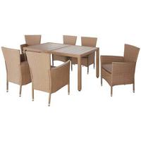 Vrtna Garnitura Porto Rio, Svetlo Rjava, Siva, 7-Delno - svetlo rjava/siva, Moderno, kovina/umetna masa (60/150/88/75cm) - Modern Living