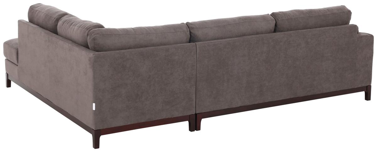 NAROŻNIK BRISTOL - szary/brązowy, Basics, tkanina/drewno (278/210cm) - MID.YOU