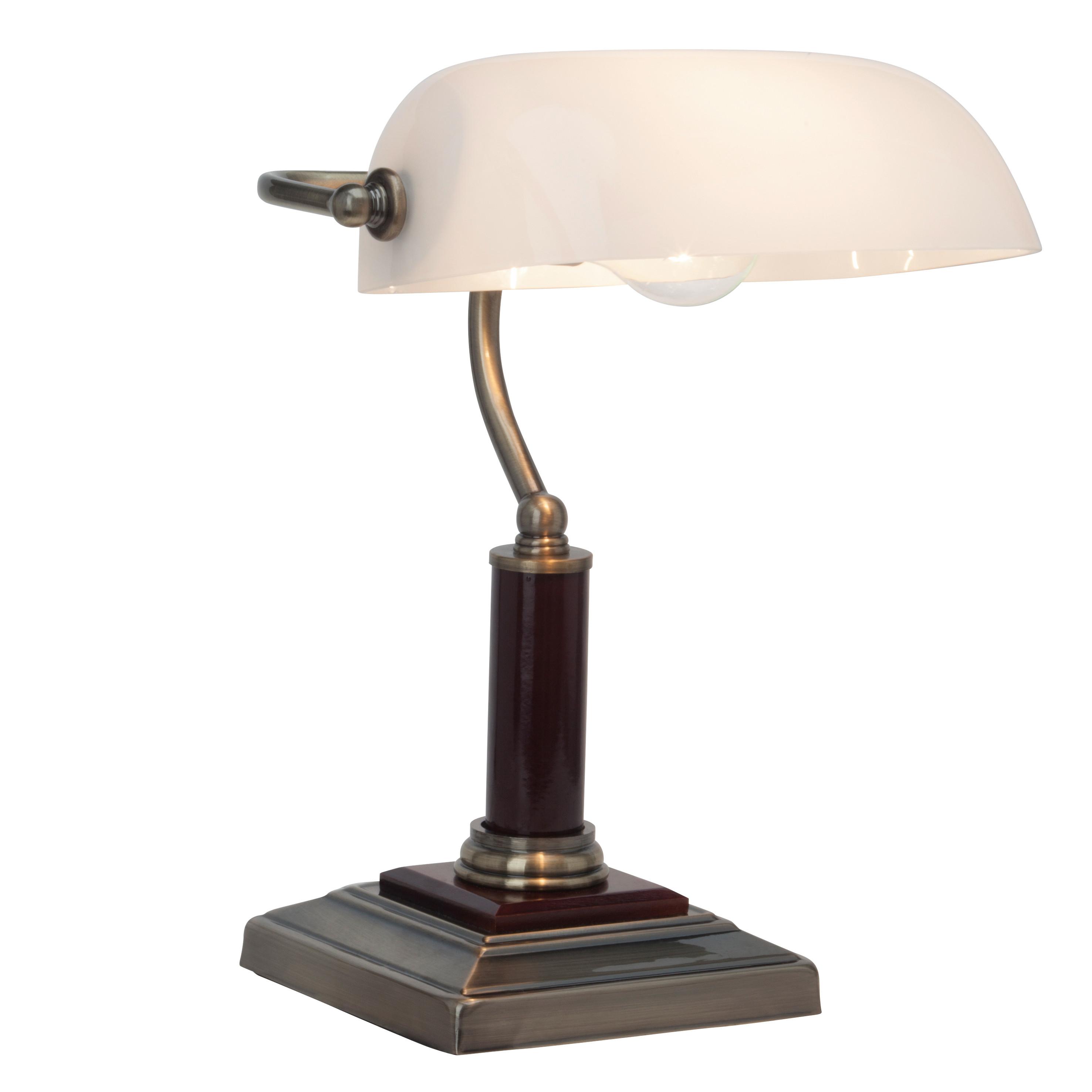Schreibtischleuchte Bankir Messingfarben max. 60 Watt - Messingfarben, Basics, Holz/Metall (26/24/33,5cm) - Brilliant
