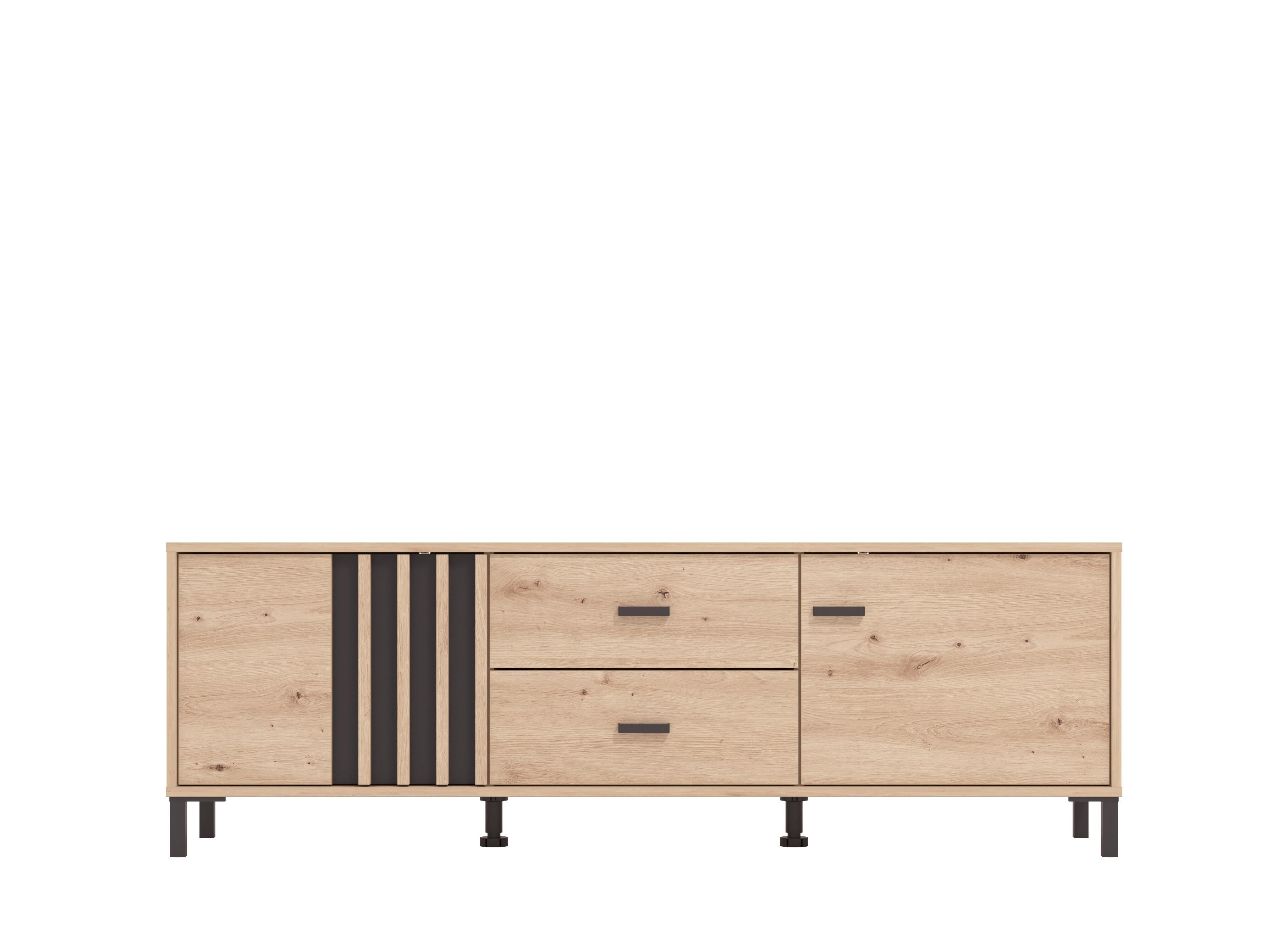 TV-Element Laval Schwarz/Eiche Artisan - Schwarz/Eiche Artisan, MODERN, Holzwerkstoff/Kunststoff (157/52/40cm) - P & B