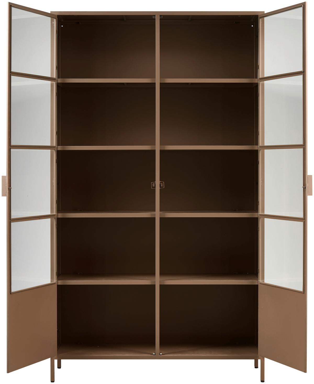 Vitrine Ronja Braun B: 110 cm - Braun, Design, Glas/Metall (110/189/43cm) - Livetastic