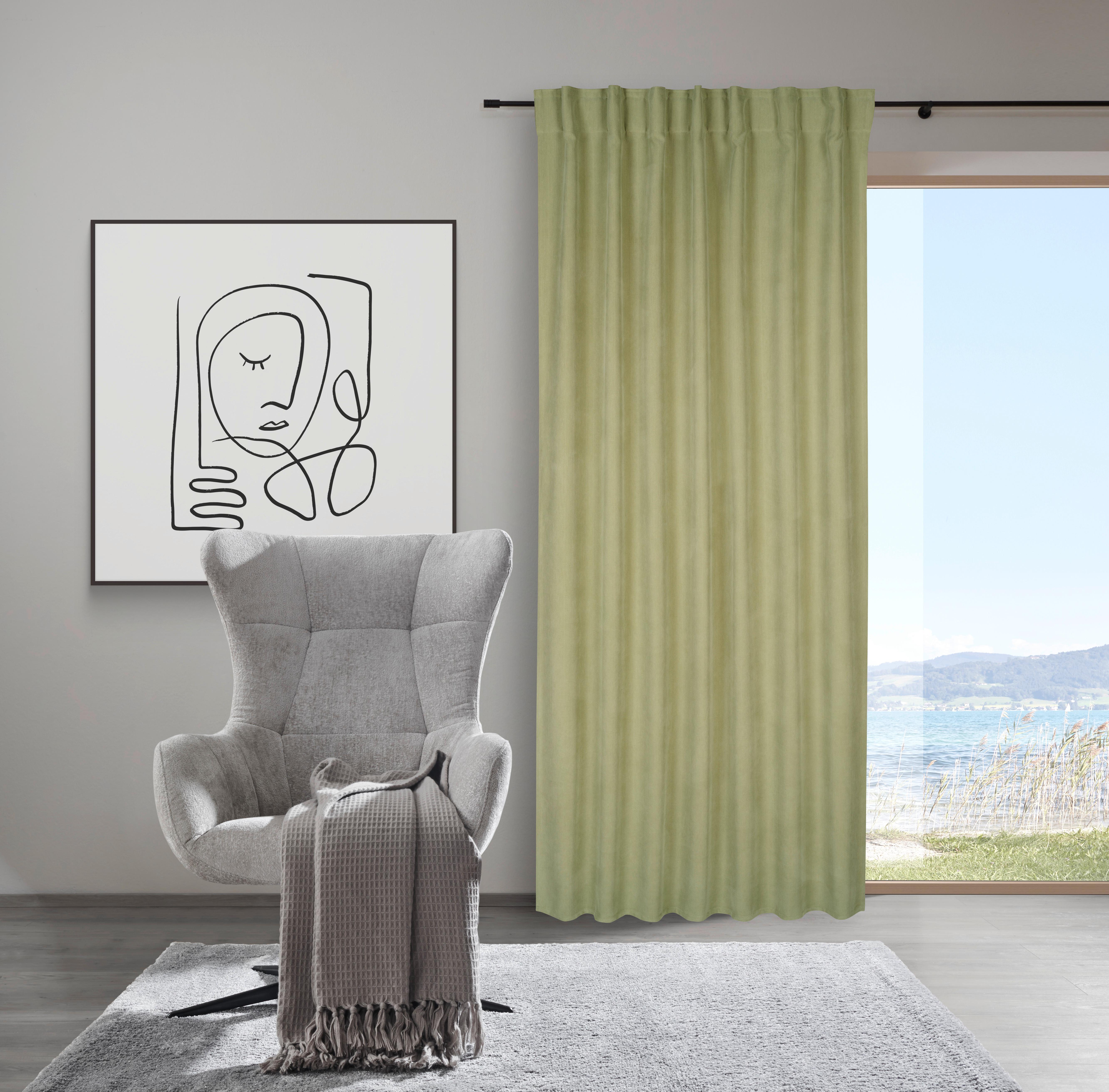 GARDINLÄNGD LINUS - grön, Design, textil (140/255cm) - Premium Living
