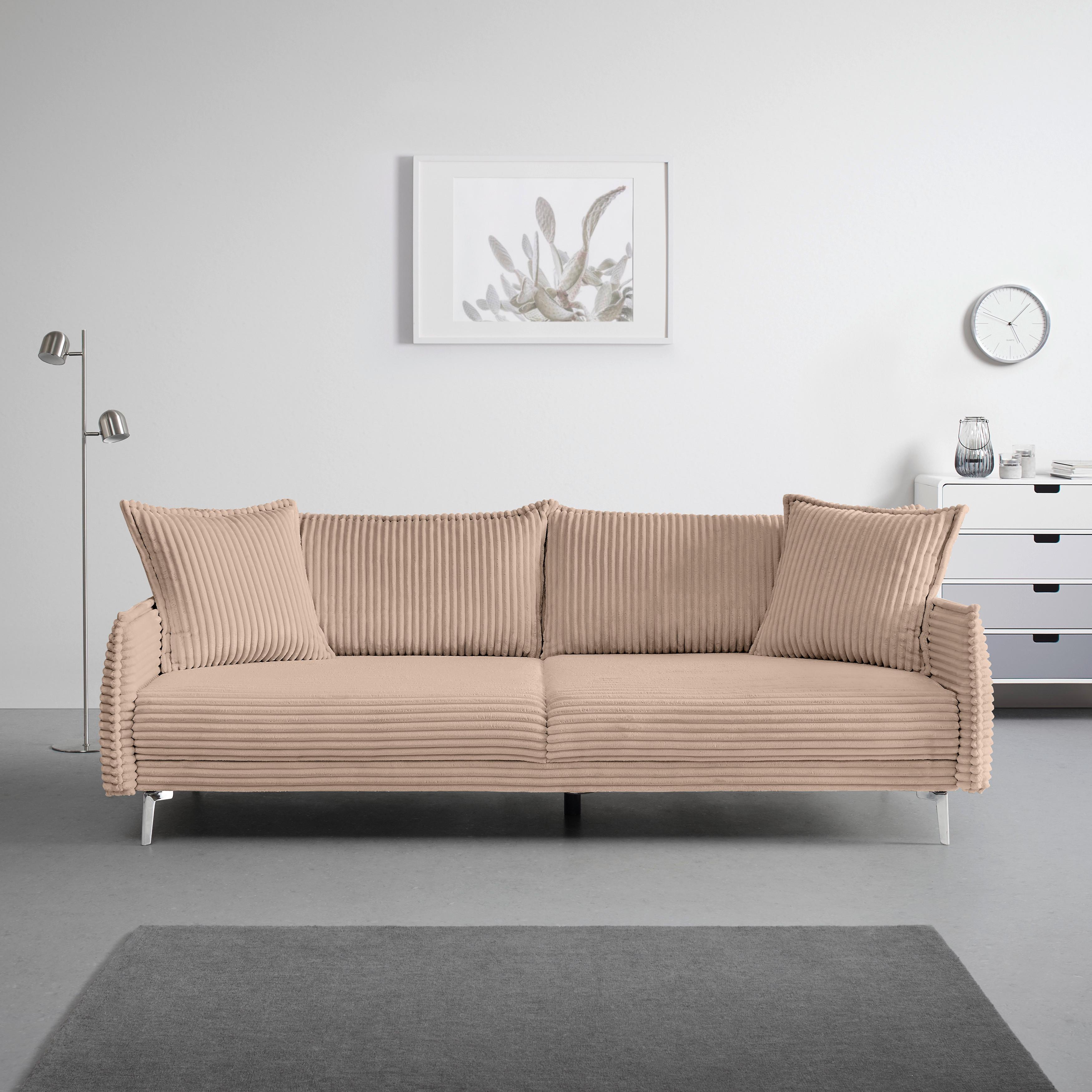 Bigsofa Kiss Braun - Chromfarben/Braun, MODERN, Holz/Metall (241/90/117cm) - Mömax