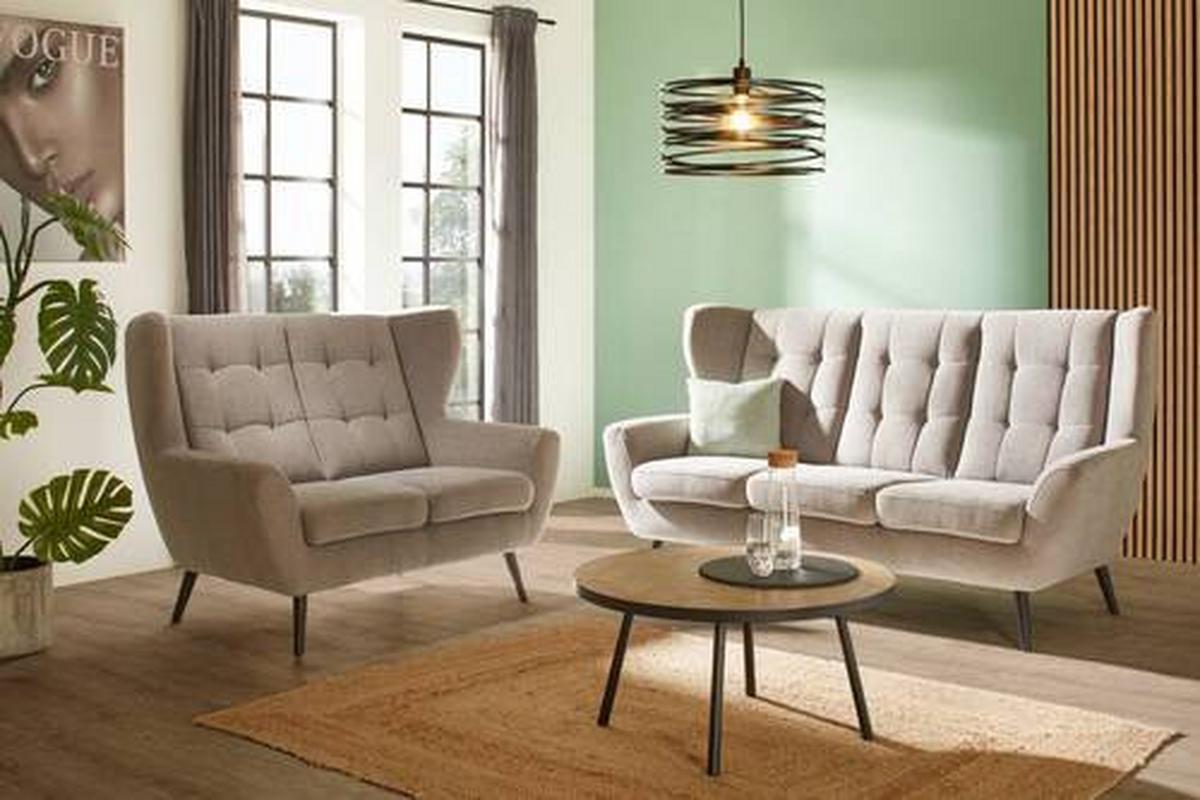 Canapea cu 3 locuri HELSINKI - gri închis/gri, Modern, lemn/textil (193/102/90cm) - Mömax