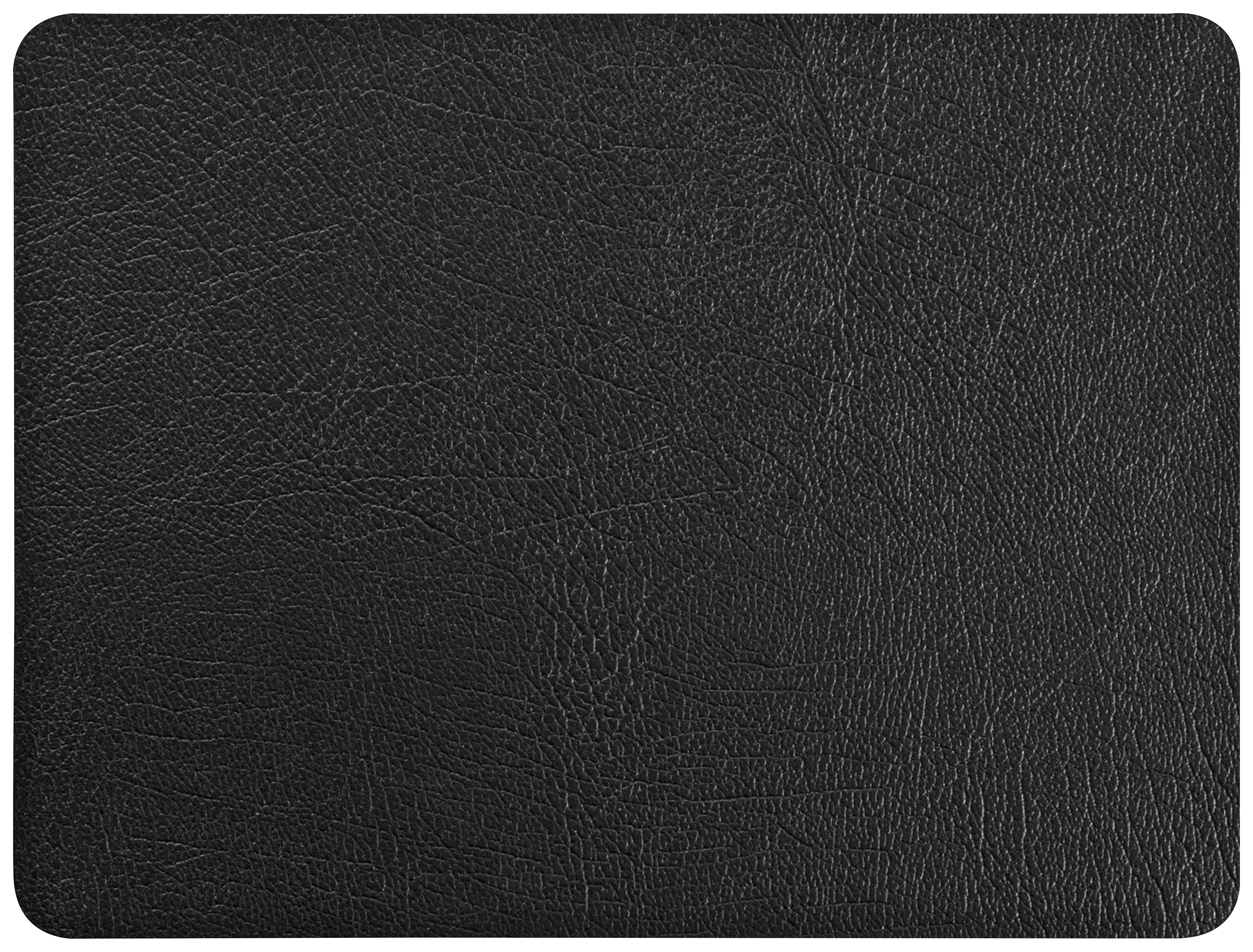 Tischset Jette aus Leder in Schwarz - Schwarz, Leder (33/42cm) - Premium Living