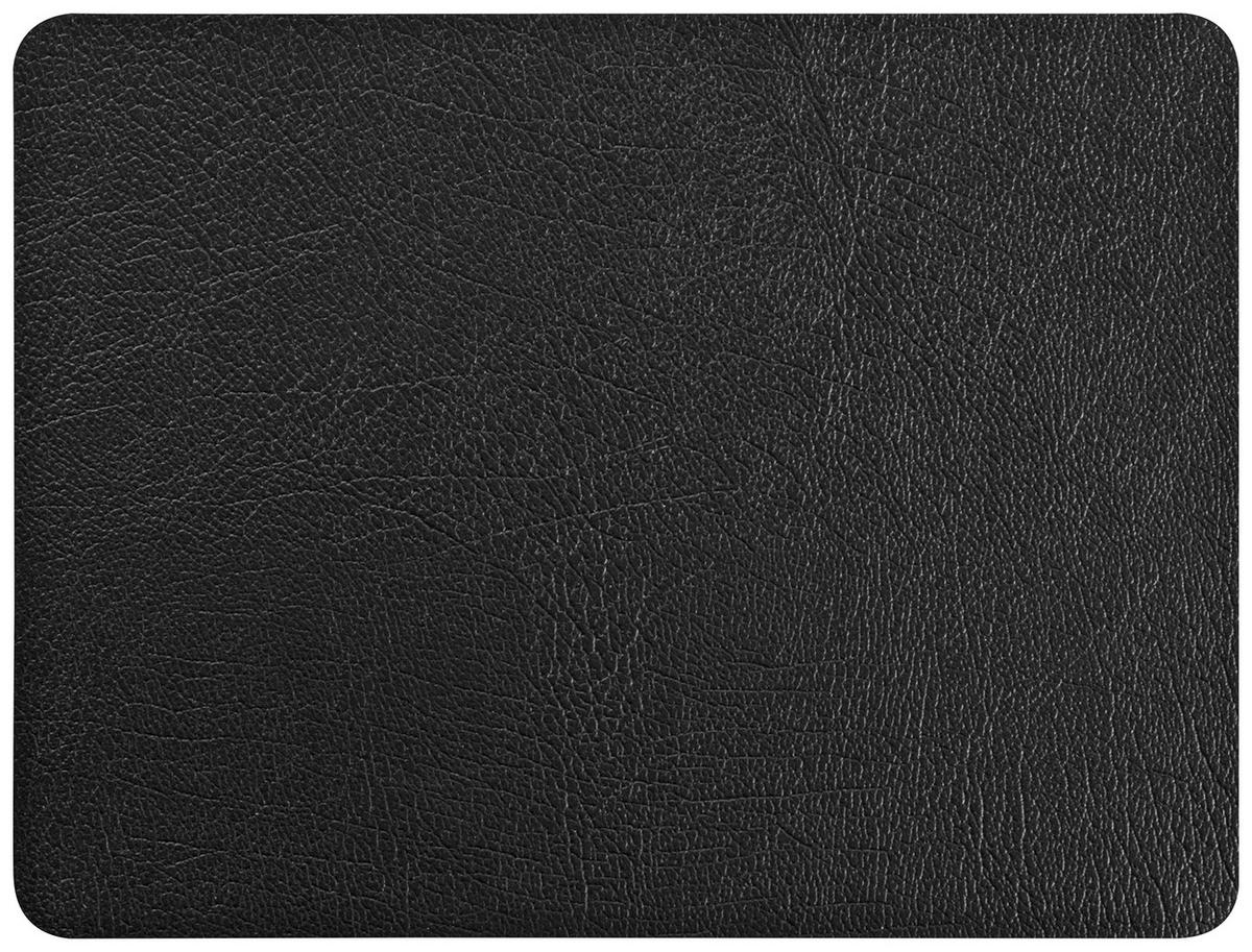 Tischset Jette aus Leder in Schwarz - Schwarz, Leder (33/42cm) - Premium Living