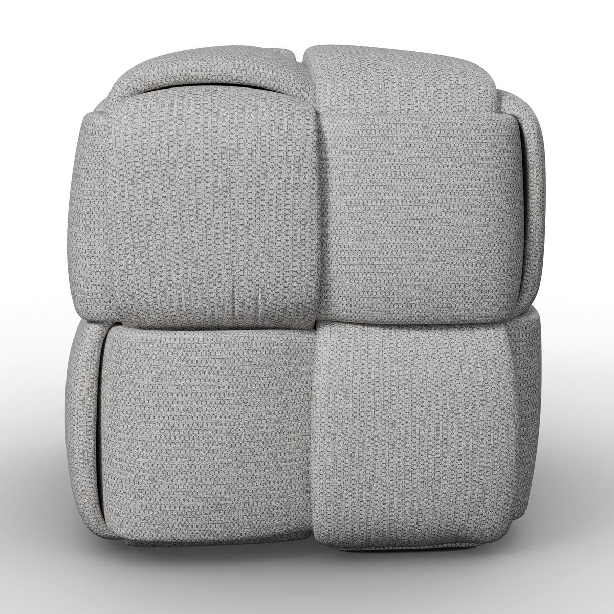 Hocker Ella Grau Bouclé - Schwarz/Grau, MODERN, Holz/Kunststoff (45/45/45cm) - Bessagi Home