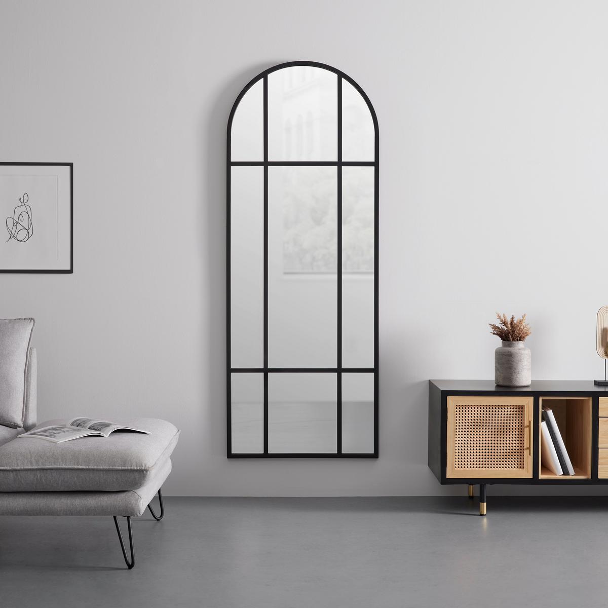 Fali Tükör Madon - fekete, Modern, Üveg/fém (70/185/3cm) - Bessagi Home