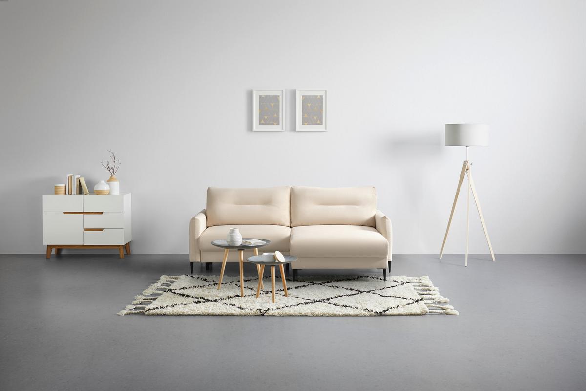 Ecksofa Domingo Beige - Beige/Schwarz, MODERN, Textil/Metall (221/94/142cm) - Mömax