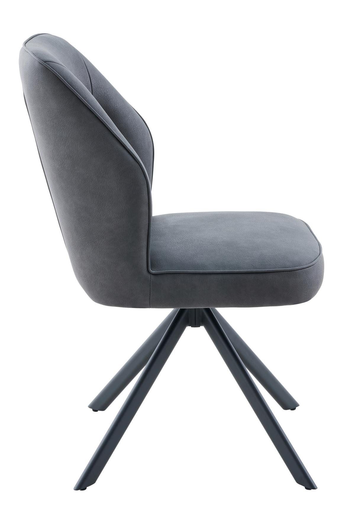 STUHL-SET PRIZZI S 2ER-SET - Anthrazit/Schwarz, MODERN, Textil/Metall (51/92/65cm) - MID.YOU