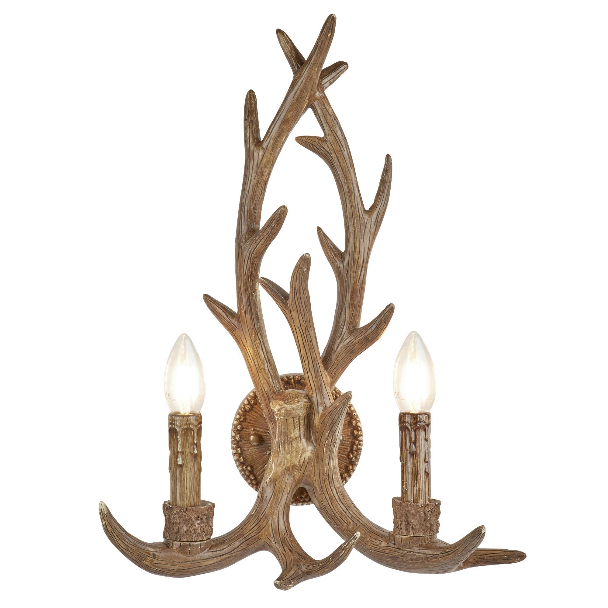 Falilámpa Stag 2lt 6412-2br - barna, Trend, faalapú anyag/fém (36/46cm)