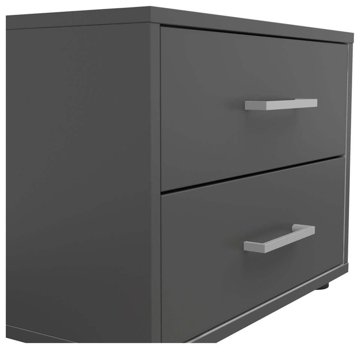 Noćni Ormarić Smart 2 - sivo-bijela/srebrne boje, Basics, drvni materijal/plastika (50/38/35cm) - Modern Living