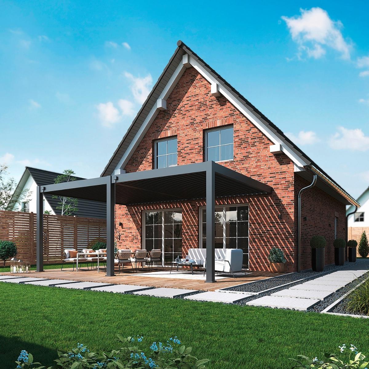 Pavillon Deluxe Plus ca. 400x255x600 cm Anthrazit - Anthrazit, Basics, Metall (600/255/400cm) - Gardenson