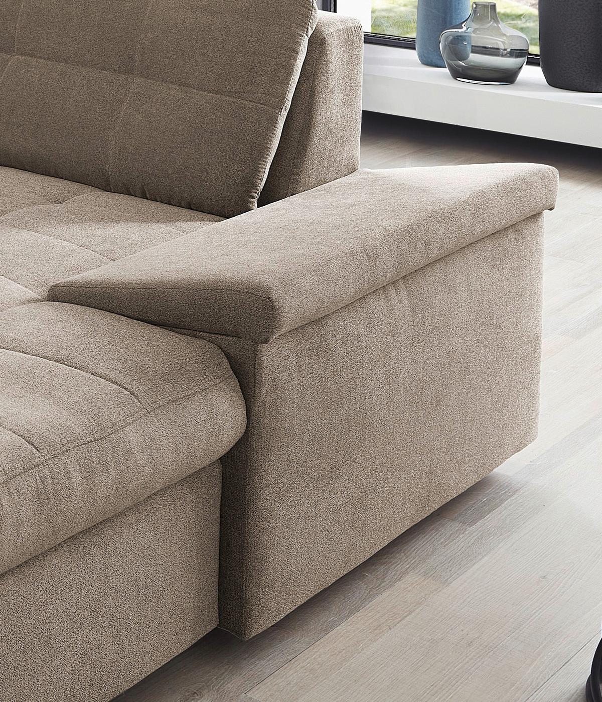 Wohnlandschaft Zira Taupe Nylon/Mikrofaser - Taupe/Chromfarben, Design, Kunststoff/Textil (212/330/169cm) - Livetastic