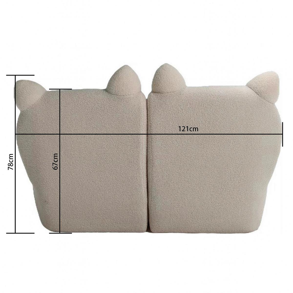 Sofa Kitti Weiß Teddystoff - Weiß, ROMANTIK / LANDHAUS, Holz/Textil (121/42/78cm) - Mömax