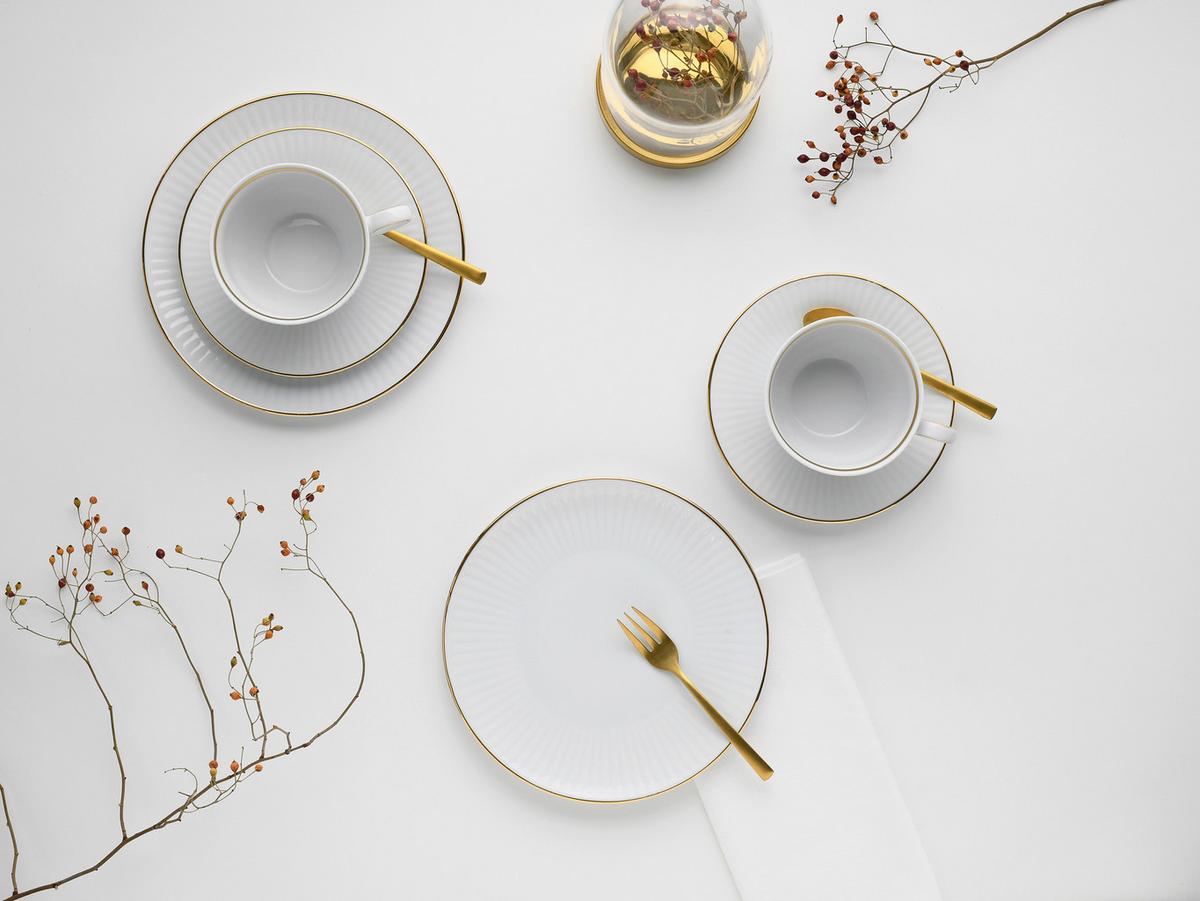 Kavni Servis Valencia, 18-Delni - zlate barve/bela, Design, keramika - Creatable