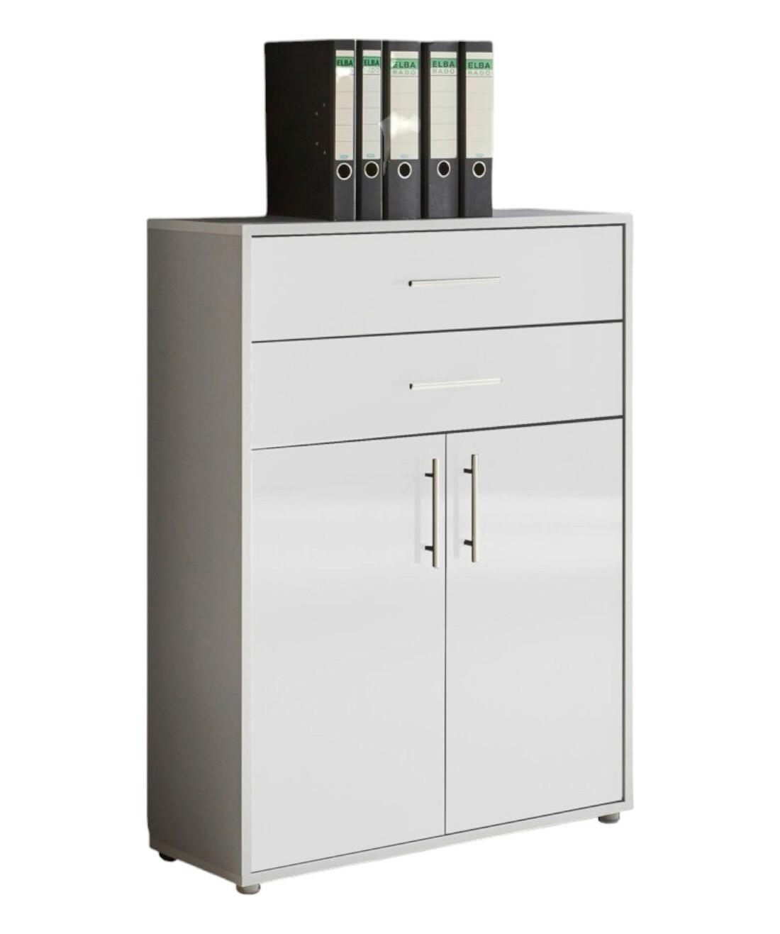 Aktenschrank Office Edition Grau/Weiß - Weiß Hochglanz/Grau, MODERN, Holzwerkstoff (84,5/114/33cm) - MID.YOU