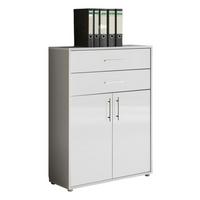 Aktenschrank Office Edition Grau/Weiß - Weiß Hochglanz/Grau, MODERN, Holzwerkstoff (84,5/114/33cm) - MID.YOU