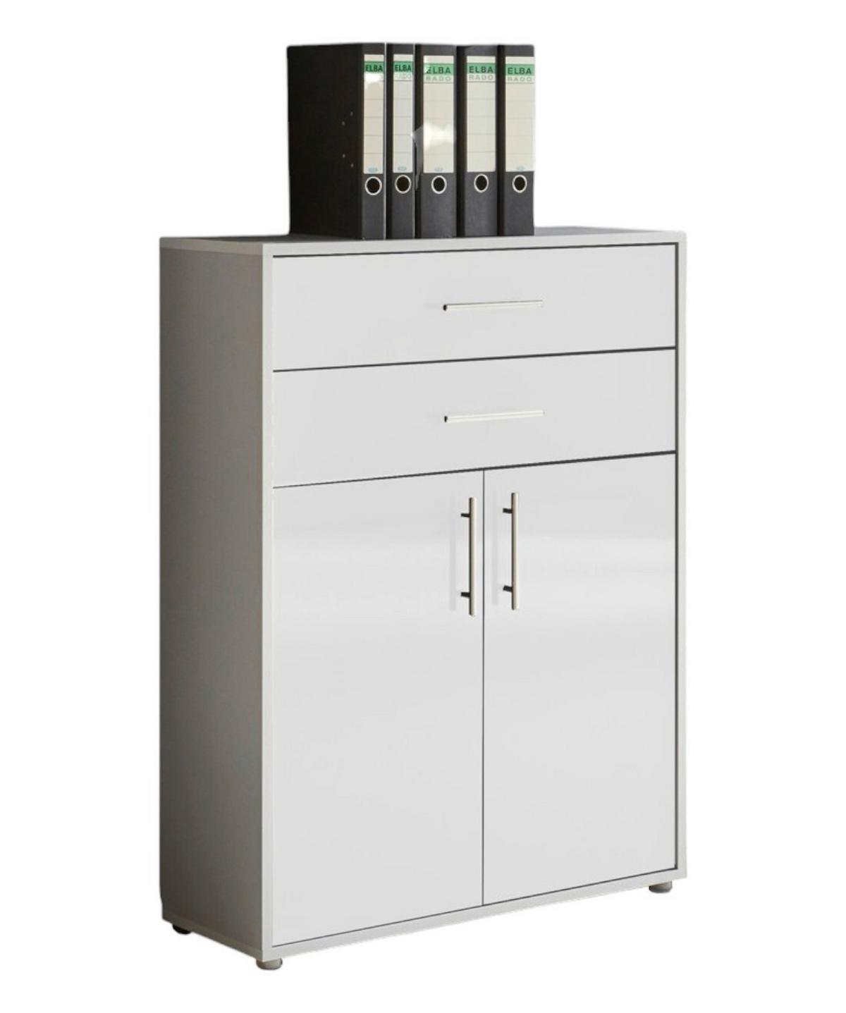 Aktenschrank Office Edition Grau/Weiß - Weiß Hochglanz/Grau, MODERN, Holzwerkstoff (84,5/114/33cm) - MID.YOU