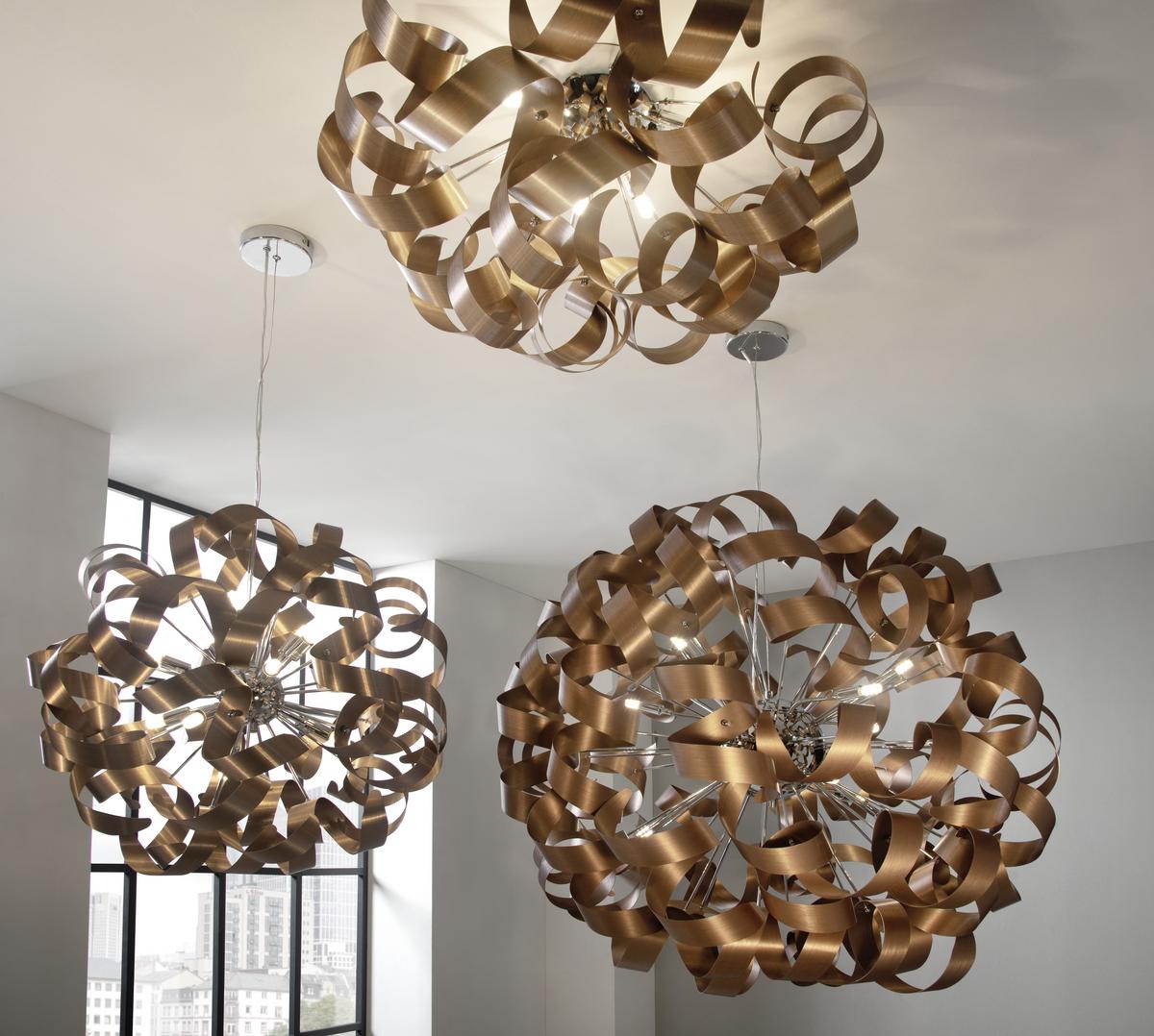 LAMPA WISZĄCA CURLY - kolor miedziany, Design, metal (60/180cm) - Ambiente