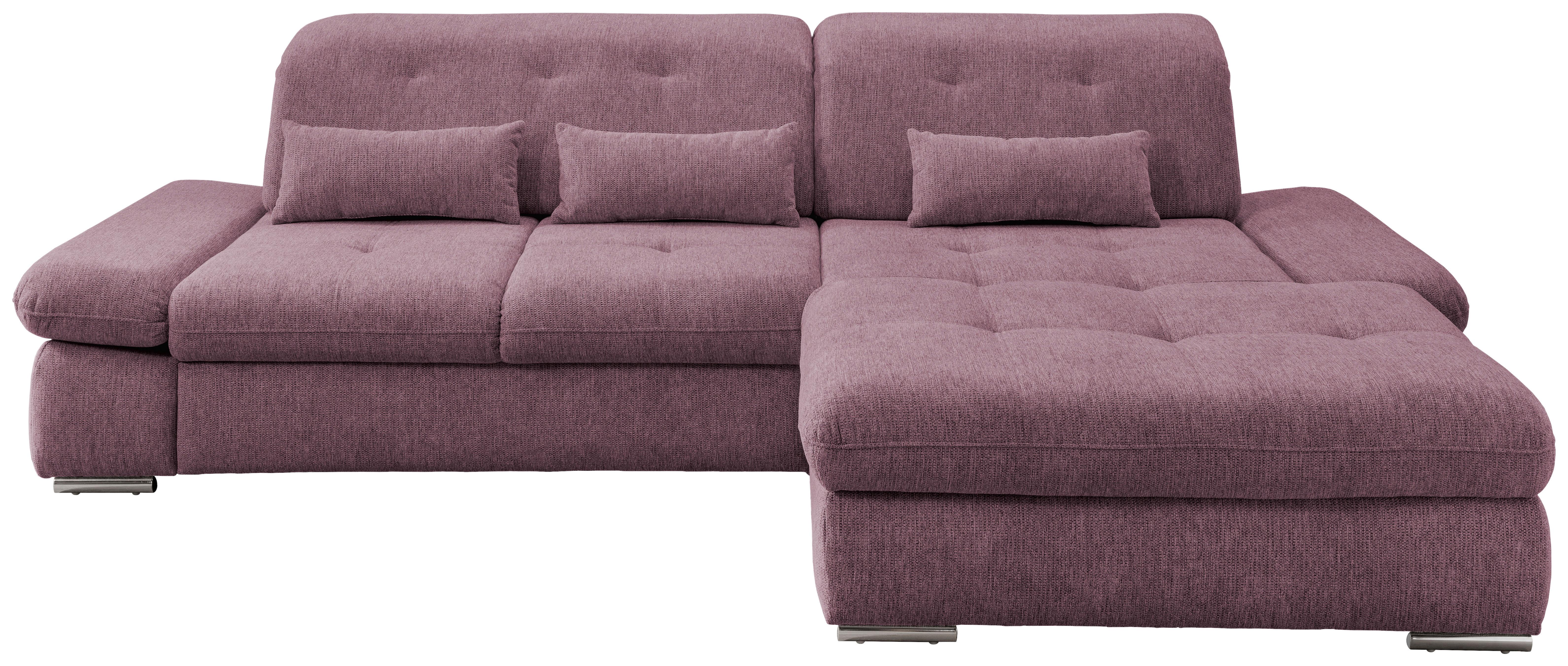 Wohnlandschaft Dalida Brombeere Chenille - Chromfarben/Brombeere, Design, Textil/Metall (300/196cm) - Livetastic
