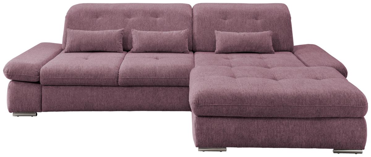 Wohnlandschaft Dalida Brombeere Chenille - Chromfarben/Brombeere, Design, Textil/Metall (300/196cm) - Livetastic
