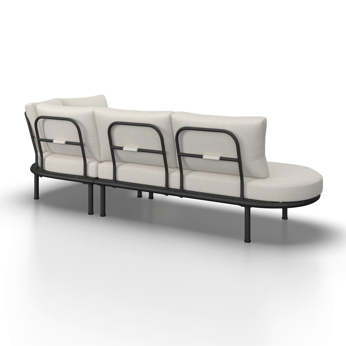 Loungegarnitur Charlotta Creme Metall/Outdoorstoff +Abdeckung - Creme/Schwarz, MODERN, Textil/Metall (242,5/78/75,5cm) - Bessagi Garden