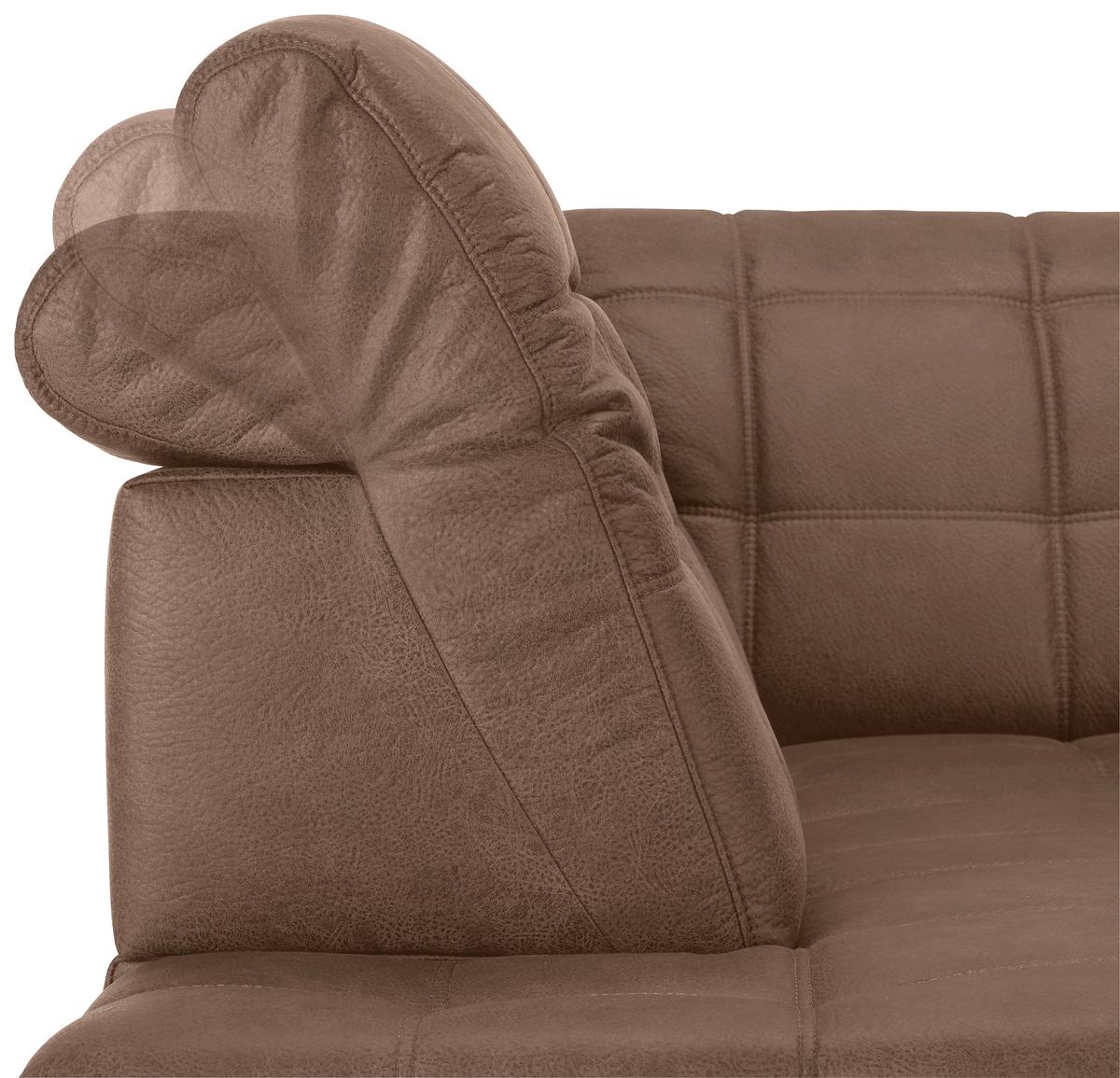 Ecksofa Panama links Terracotta - Terracotta/Schwarz, KONVENTIONELL, Textil/Metall (216/89-102/304cm) - Premium Living