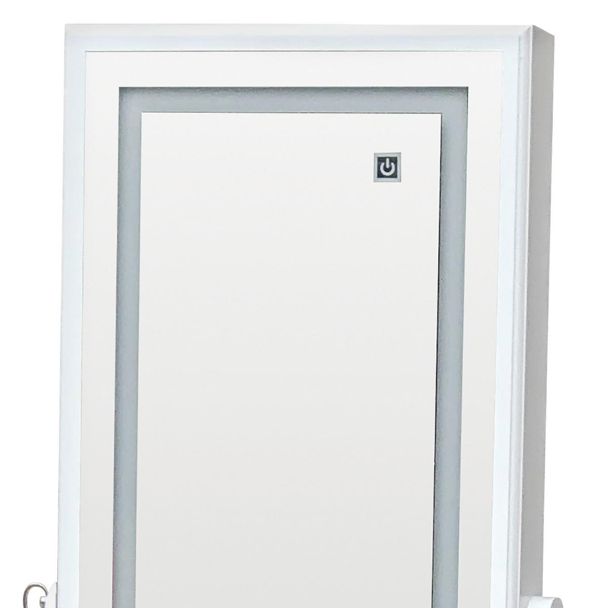 Omarica Za Nakit Miri, Bela, Ogledalo, Led Osvetlitev - bela, Moderno, steklo/leseni material (41/148/37cm) - Mömax