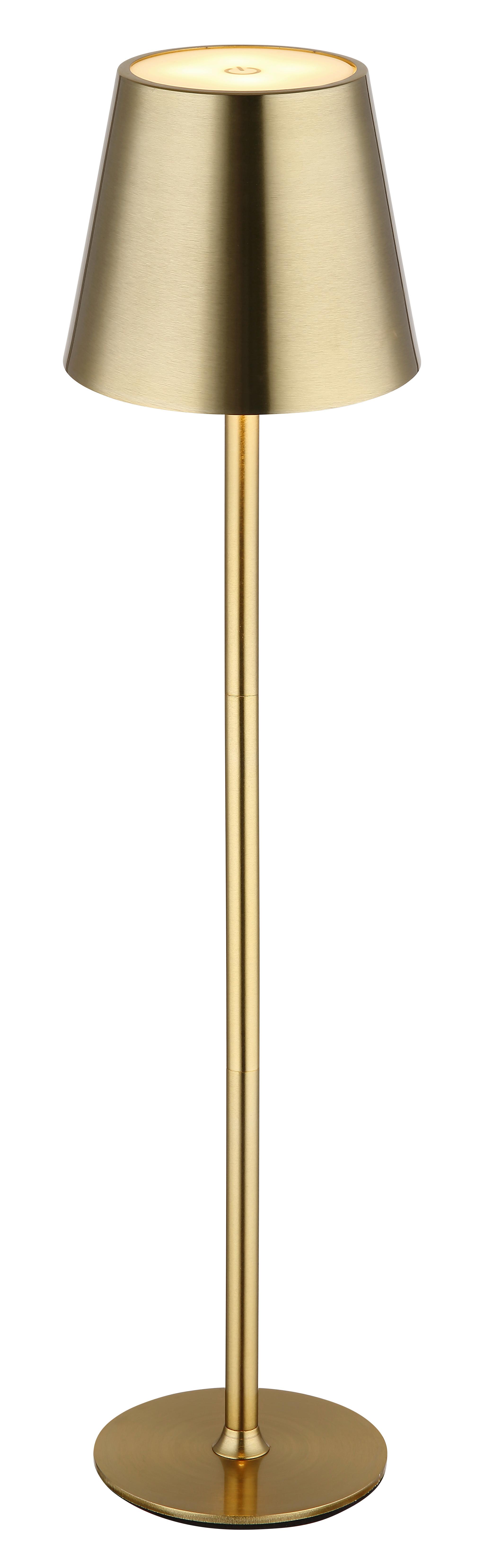 AKKU-TISCHLEUCHTE 58438M VANNIE - Weiss/Messingfarben, Design, Kunststoff/Metall (11,2/47cm) - Globo