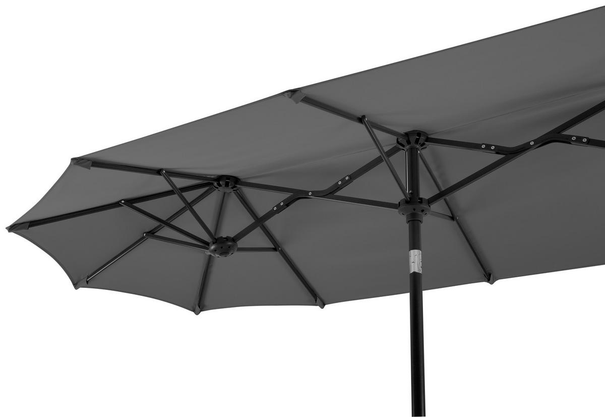Doppelsonnenschirm Salerno ca.300x220x150cm Anthrazit - Anthrazit, Basics, Textil/Metall (300/220/150cm) - Schneider