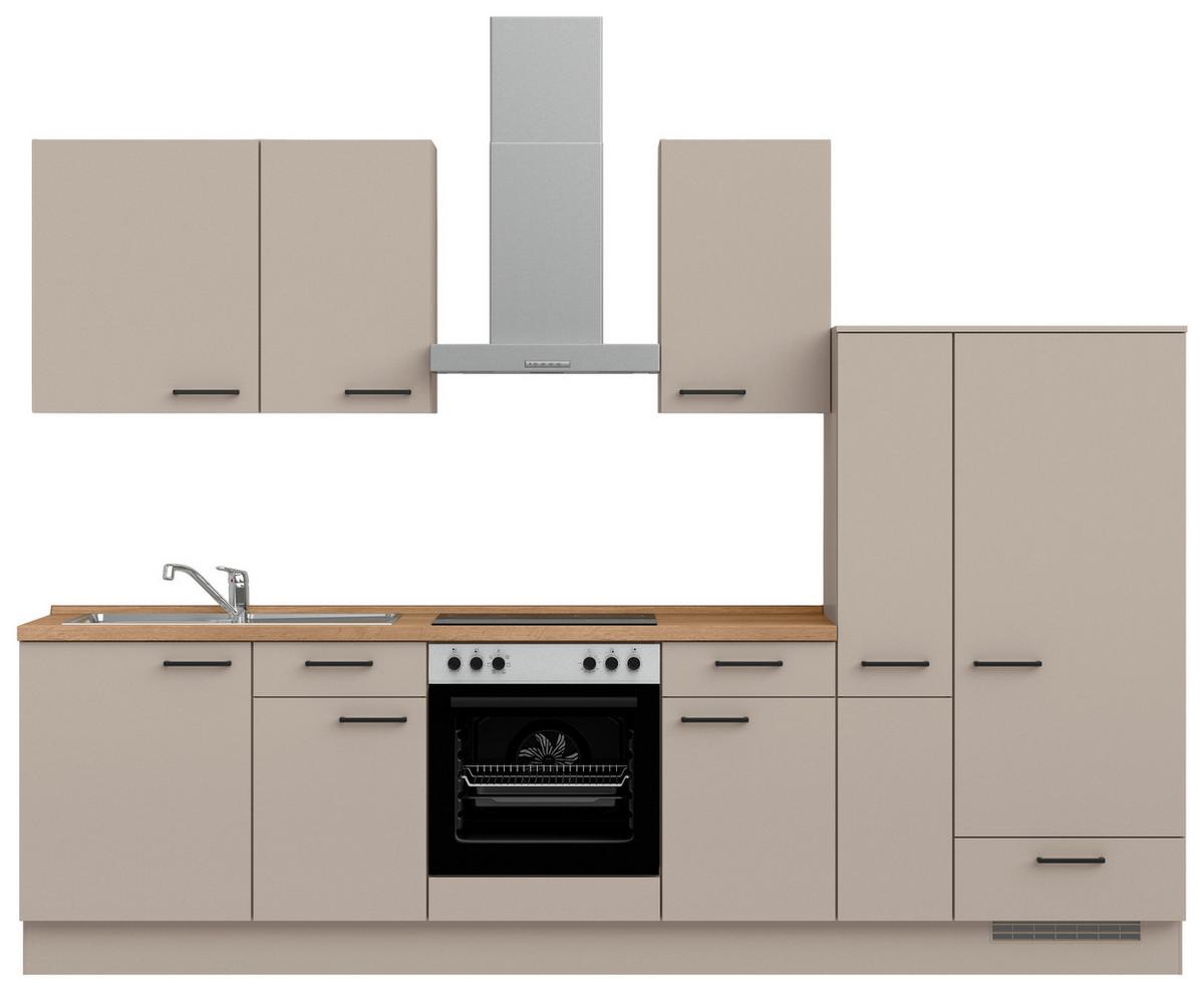 Küchenleerblock Easytouch Low o. Geräte Sandfarben - Sandfarben/Eichefarben, MODERN, Holzwerkstoff/Metall (300cm) - Nobilia