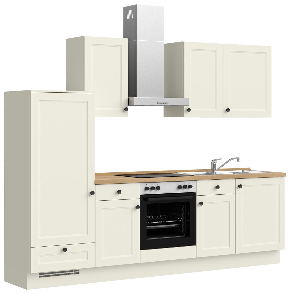 Küchenblock Cascada Low m. Geräten Weiß - Eichefarben/Schwarz, MODERN, Holzwerkstoff/Metall (270cm) - Nobilia