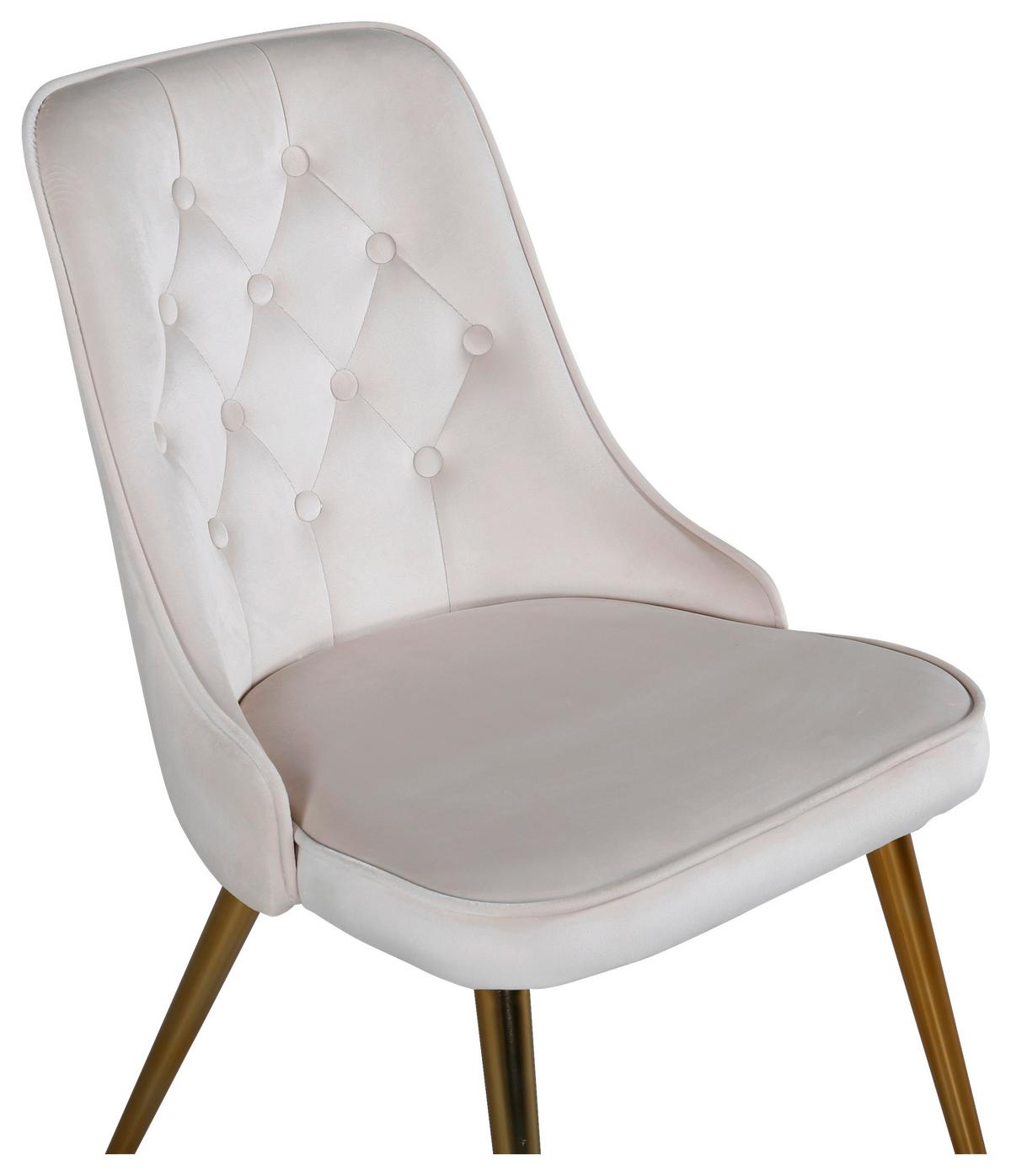 STUHL-SET VELVET DELUXE - Beige/Messingfarben, Design, Textil/Metall (50/88.5/66cm) - Livetastic