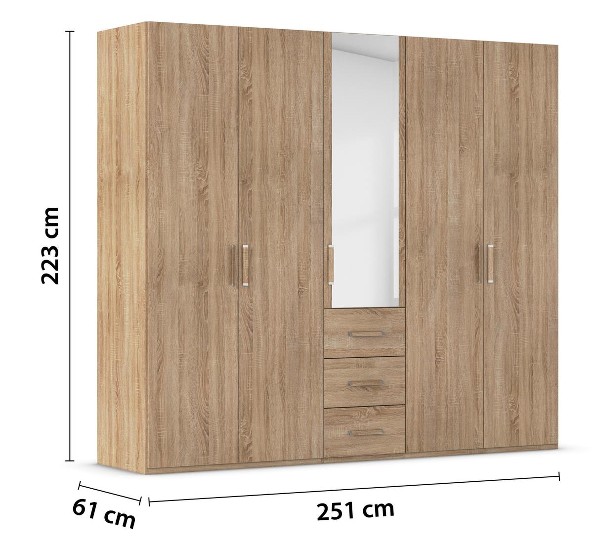 Omara S Klasičnimi Vrati Evelyn, Barva Hrasta - hrast sonoma, Design, umetna masa/steklo (251/223/60cm) - Novel