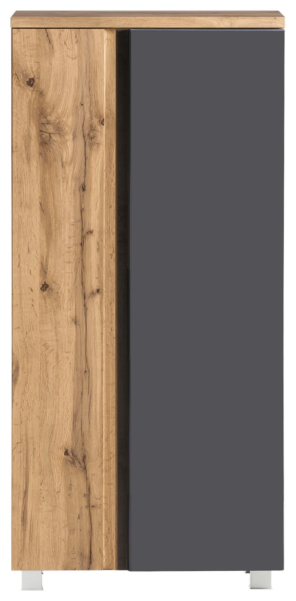 Midischrank Varese ca. 65x130 cm Grau/Eiche - Eiche Wotan/Grau, MODERN, Holzwerkstoff (65/130/35cm) - Held
