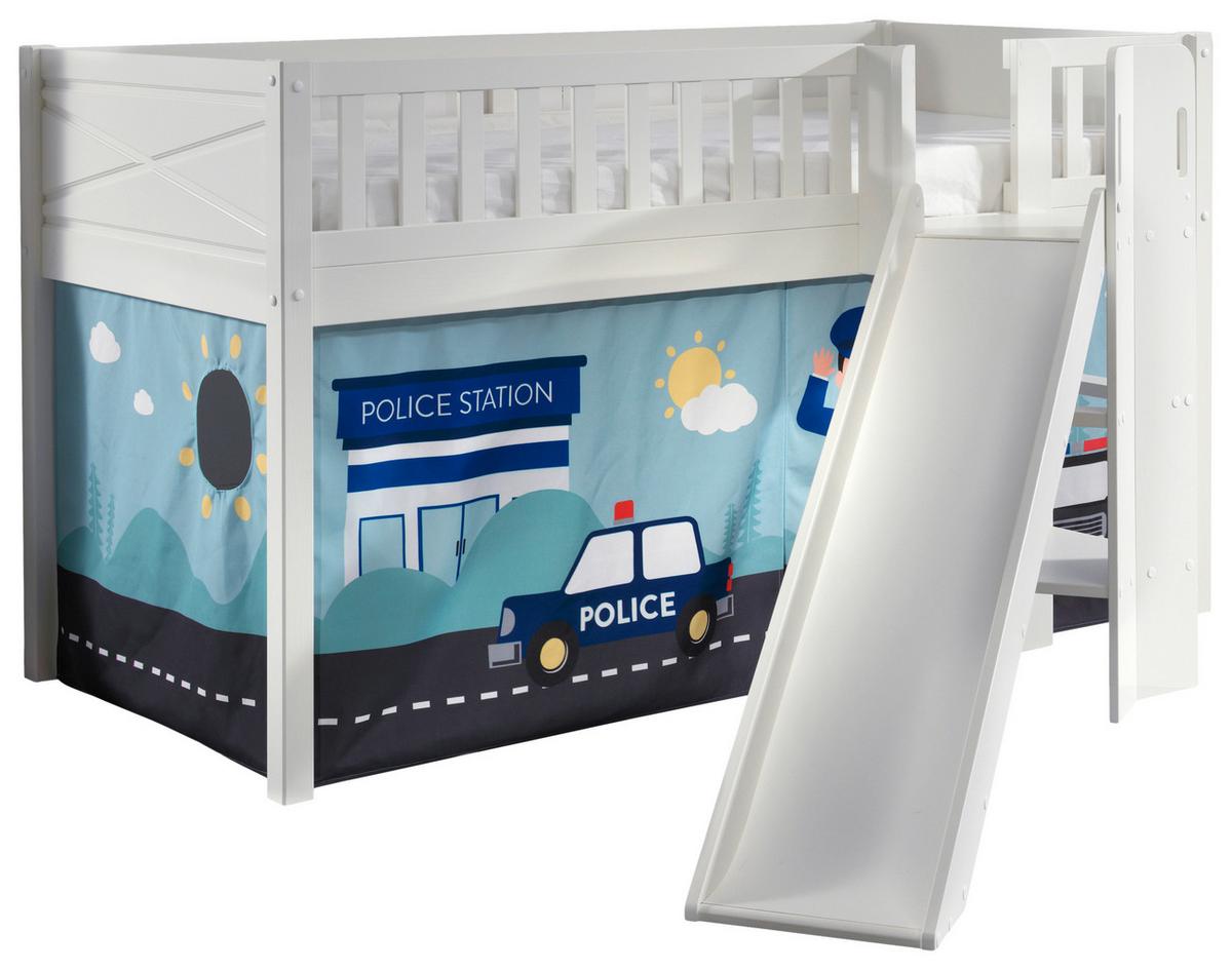 Spielbett Scott Police ca. 90x200 cm Kiefer Weiß - Naturfarben/Weiß, ROMANTIK / LANDHAUS, Holz (90/200cm) - Vipack