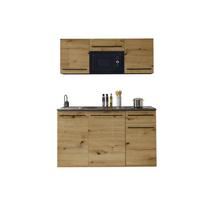 Konyhablokk Gépek Nélkül Jazz Single Z 160 Oak - barna/fekete, Trend, műanyag/faalapú anyag (160cm) - P & B