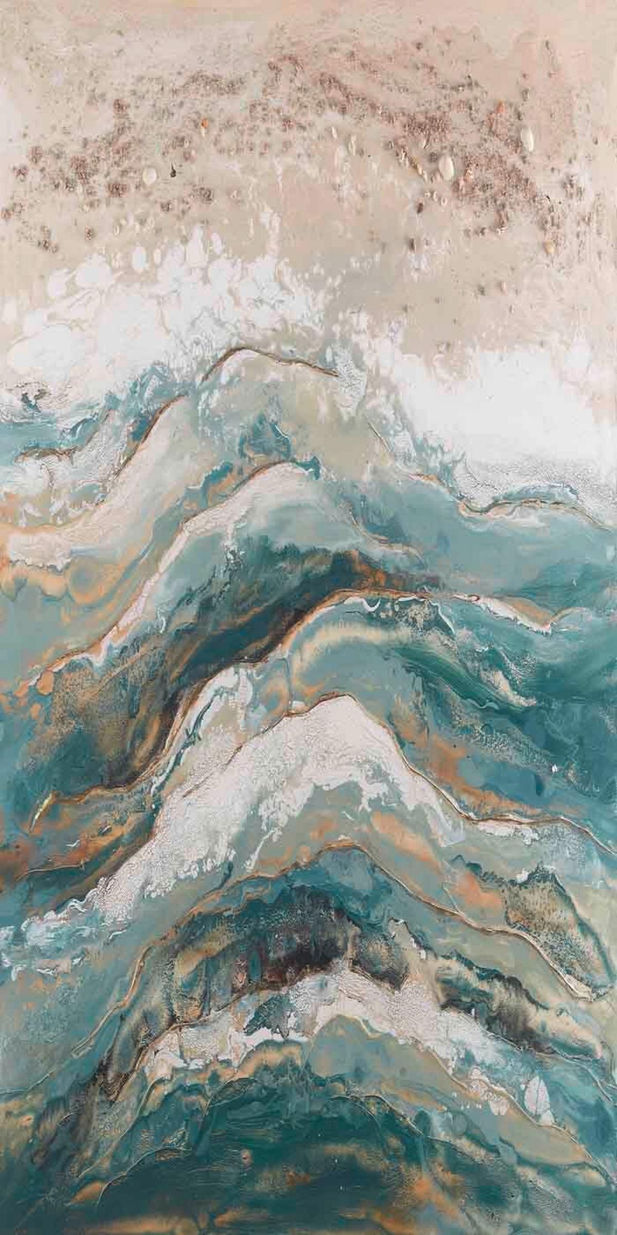Olajfestmény Beach - kékesszürke/kék, textil/fa (180/90/4cm)