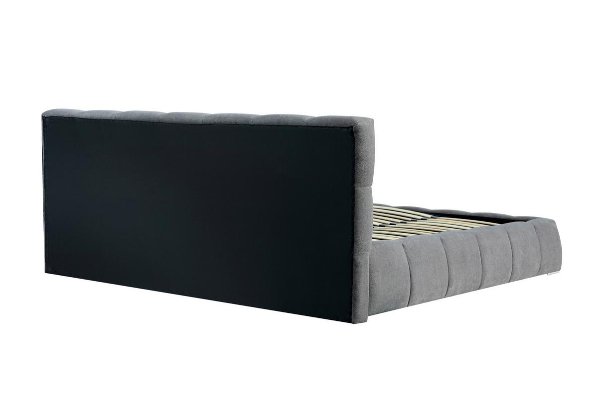 Oblazinjena Postelja Natalia, Siva, 180x200cm - črna/siva, Design, kovina/umetna masa (208/90/228cm) - Livetastic