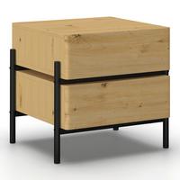Nachttisch Jasmina Schwarz/Eichefarben MDF - Eichefarben/Schwarz, MODERN, Holz/Metall (53/50/41,5cm) - Bessagi Home